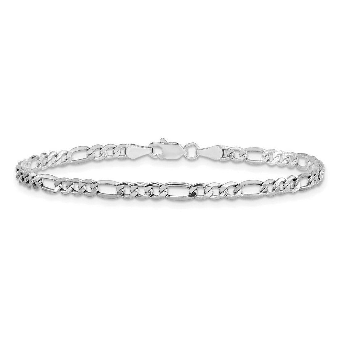 Curata 14K White Gold 3.5Mm Semi Solid Figaro Chain Bracelet 7 Inch