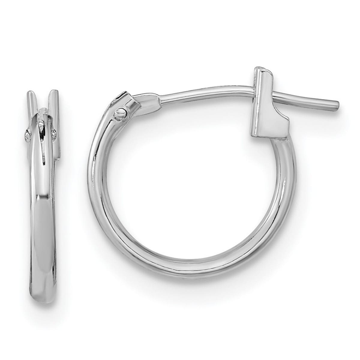 Curata 14K White Gold Polished Hinged Post Hoop For Boys Or Girls Earrings Measures 10X12Mm