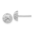 Curata 14K White Gold Hollow Closed Back Polished Sparkle Cut Half Ball Post Earrings