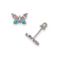 Curata 14K White Gold Marquise Cubic Zirconia Butterfly Screw Back Earrings
