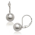 Curata 14K White Gold Polished 8X20Mm Ball Stationary Lever Back Earrings