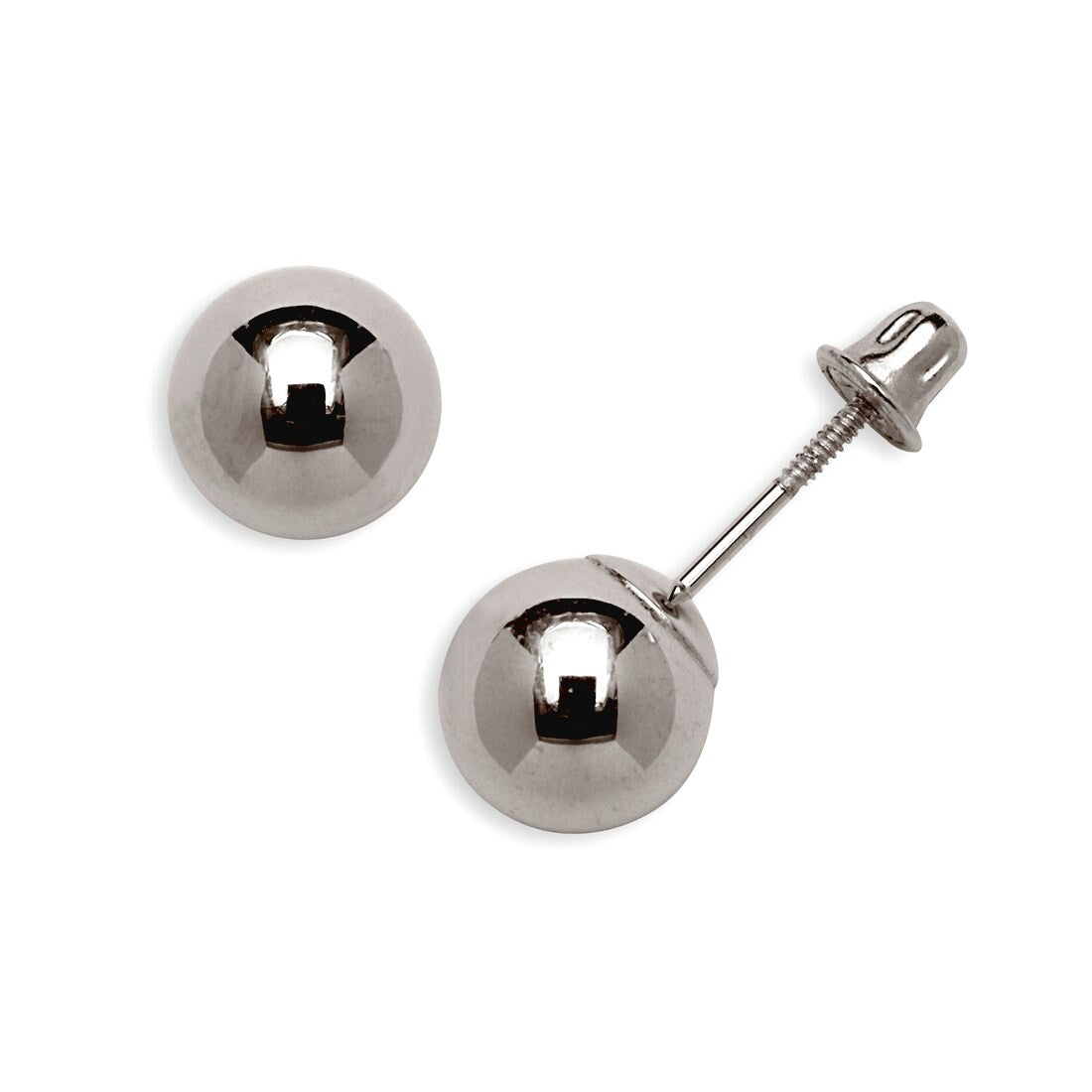 Curata 14K White Gold Polished 5 Mm Ball Screw Back Stud Earrings