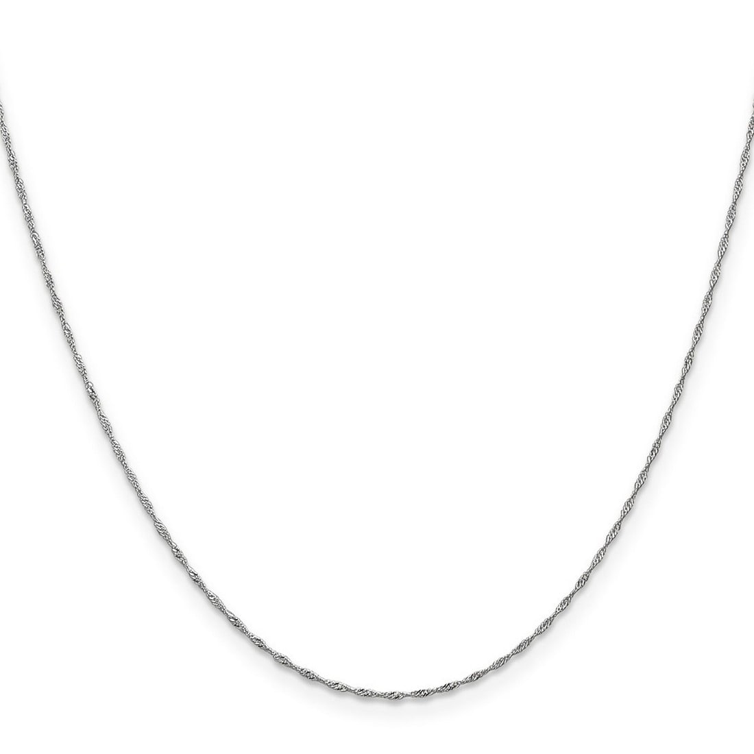 Curata 14K White Gold Solid 1.0Mm Diamond Cut Singapore Chain Necklace Options 16 18 20 24 30