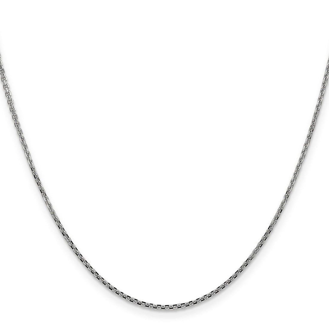 Curata 14K White Gold Solid 1.3Mm Diamond Cut Cable Chain Necklace Lobster Options 16 18 20 24