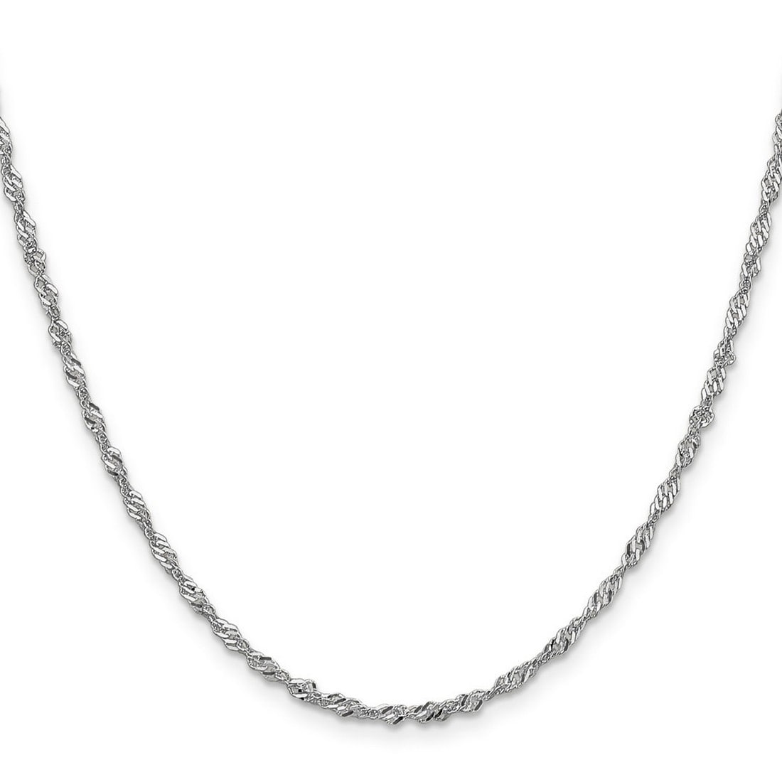 Curata 14K White Gold Solid 2.0Mm Diamond Cut Singapore Chain Necklace Lobster Options 16 18 20