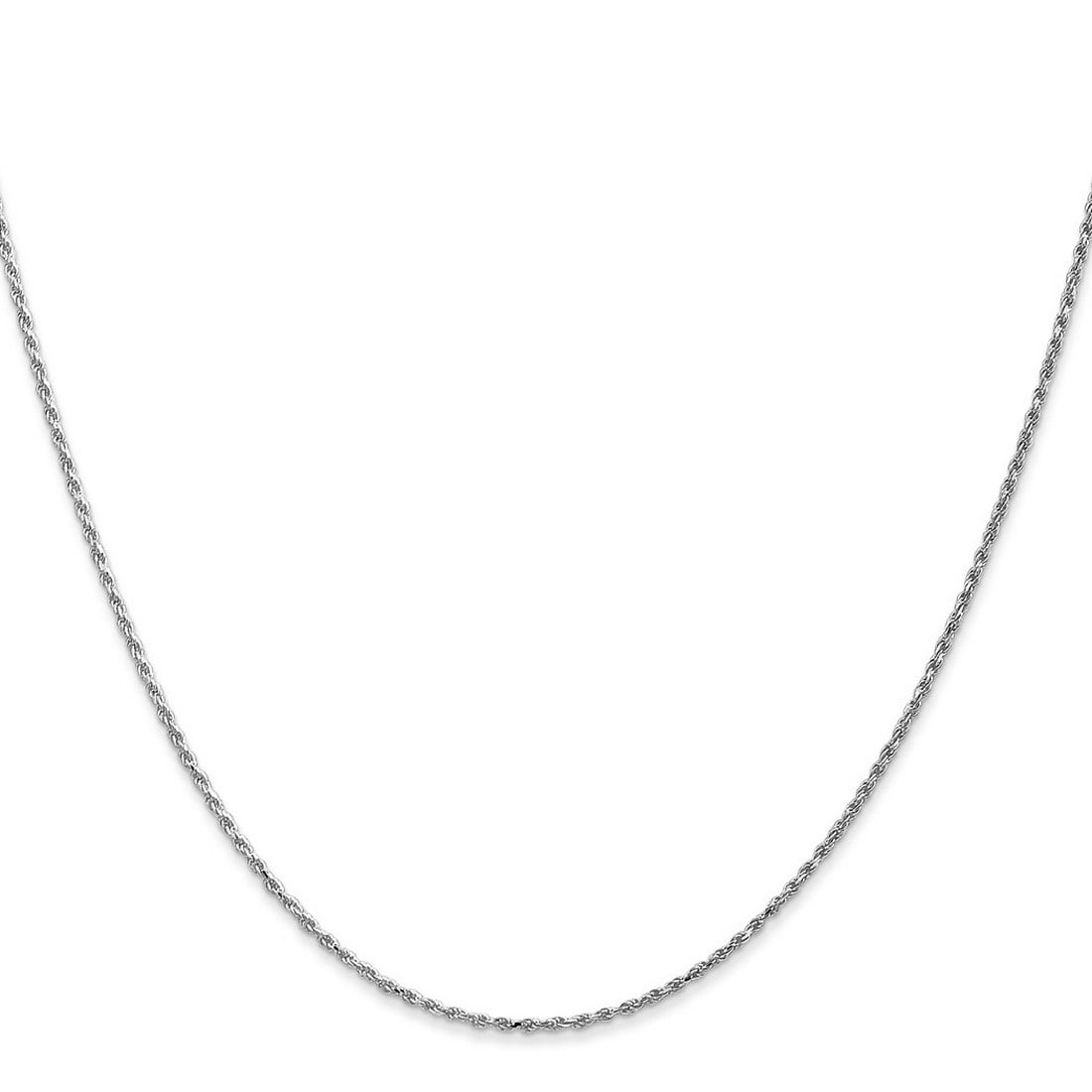 Curata 14K White Gold Solid Diamond Cut 1Mm Rope Chain Necklace Lobster