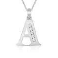 Curata 14K White Gold 18 Small Channel Set A Z Cubic Zirconia Initial Pendant Necklace