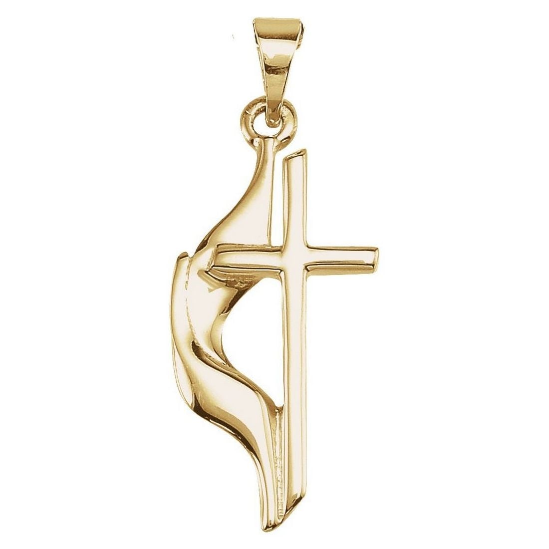 Curata 14K Yellow Gold Methodist Cross Pendant 19X10Mm