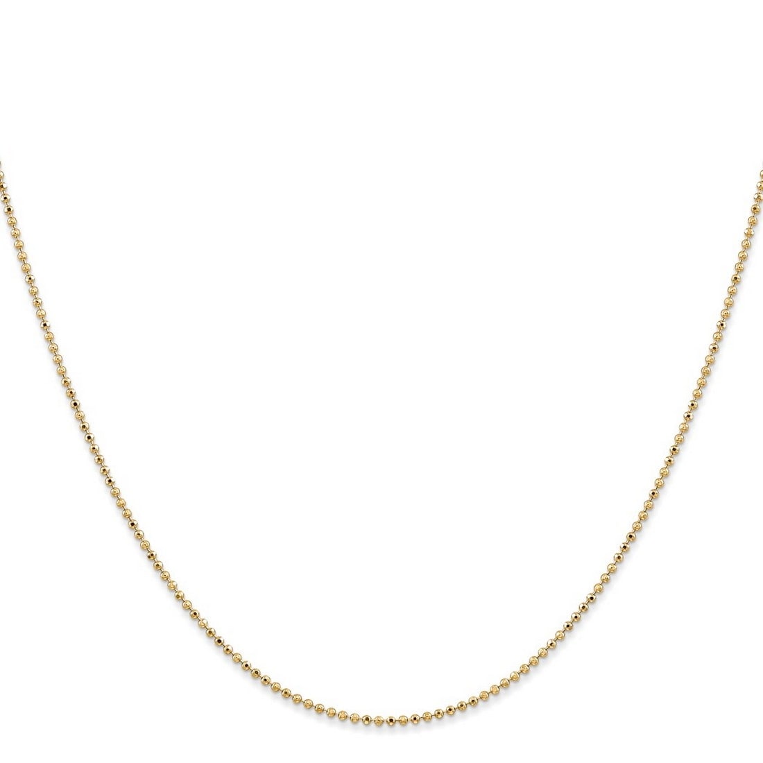 Curata 14K Yellow Gold 1.2Mm Diamond Cut Baby Ball Bead Chain Necklace Options 16 18 20 24