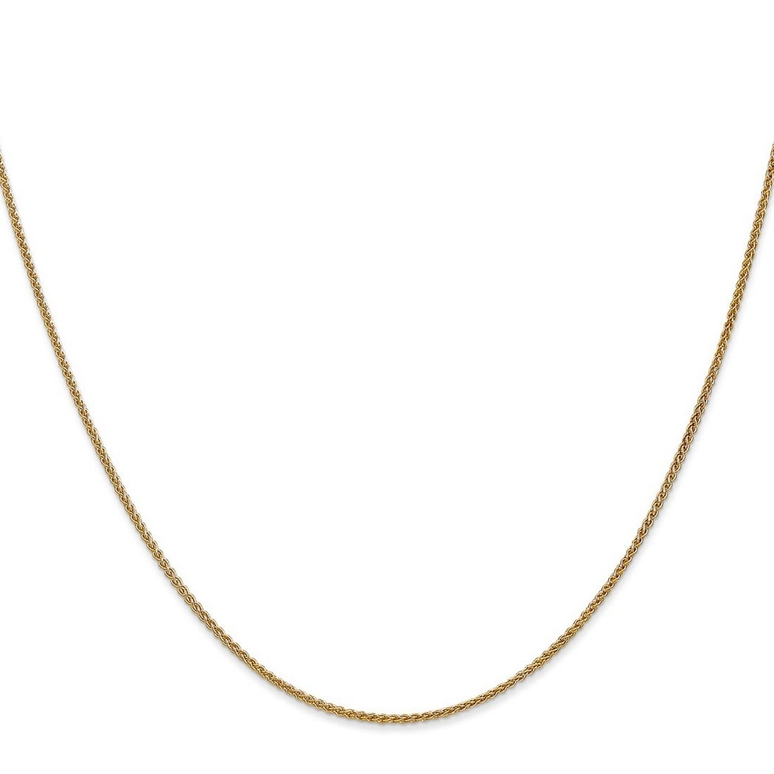 Curata 14K Yellow Gold 1.2Mm Wheat Spiga Chain Necklace Lobster Length Options 16 18 20