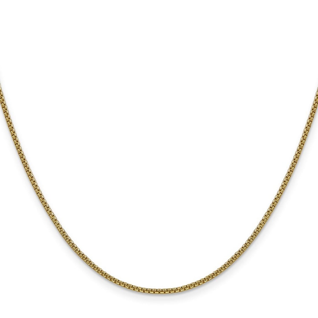Curata 14K Yellow Gold 1.5Mm Hollow Round Box Chain Necklace Options 16 18 20 22 24 26 28 30