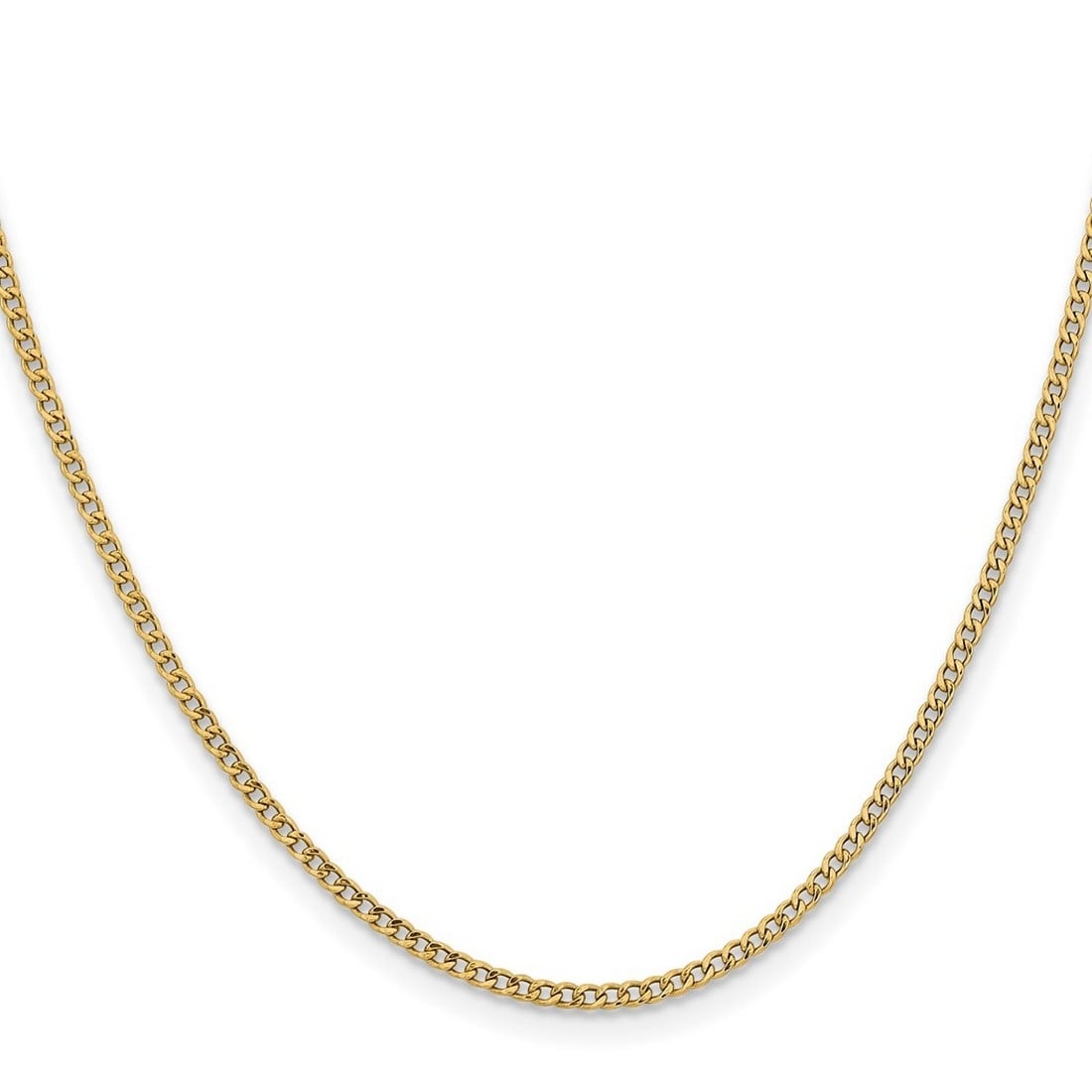 Curata 14K Yellow Gold 1.85Mm Semi Solid Curb Link Chain Necklace Options 16 18 20 22 24 28