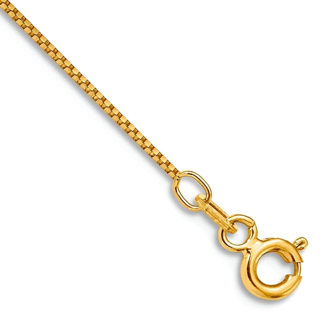 Curata 10K Yellow Gold 9 Inch 1.5Mm Box Chain Anklet Ankle Bracelet For Women