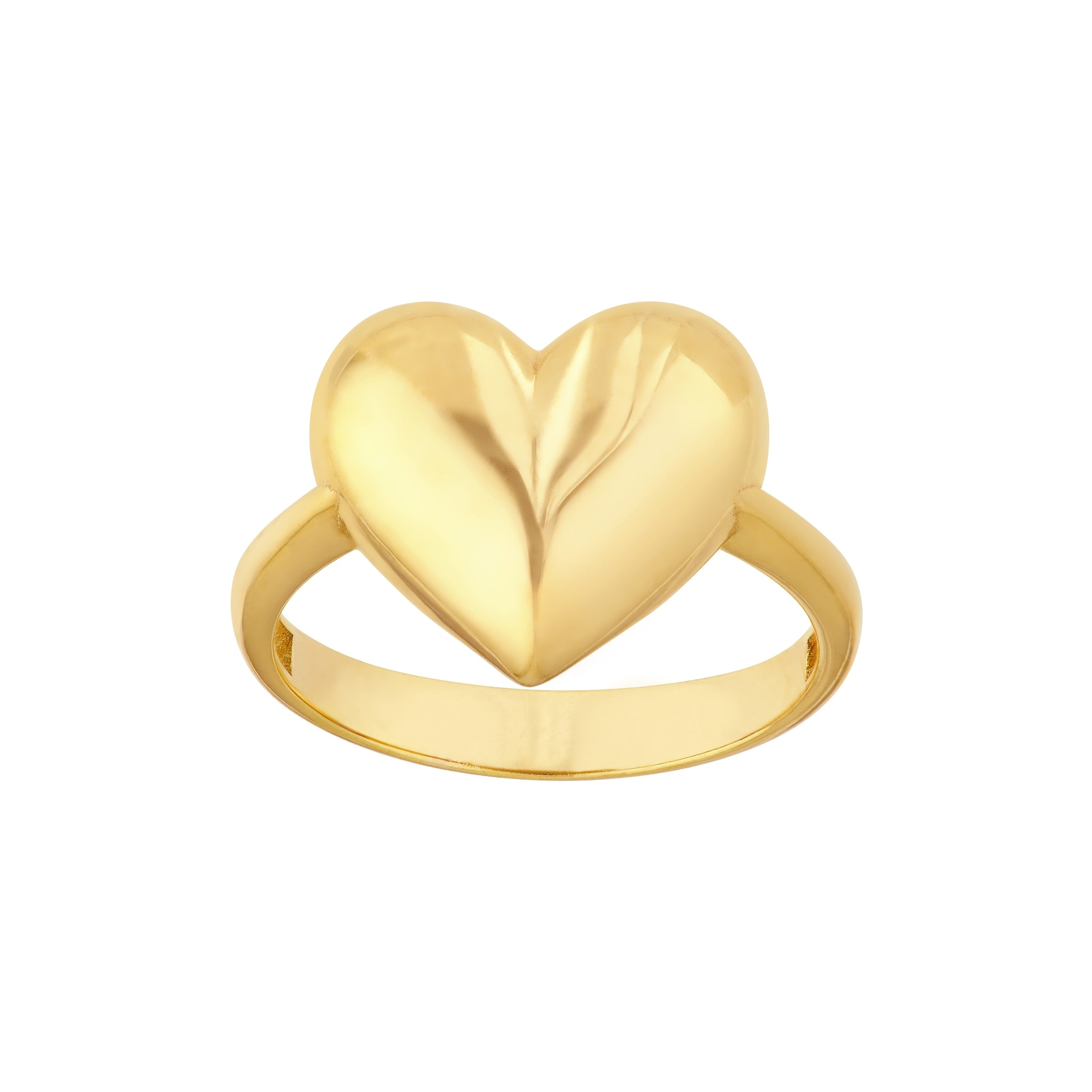 Curata 14K Yellow Gold 15Mm Bold Puffed Heart Statement Ring