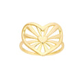 Curata 14K Yellow Gold 15Mm Bursting Double Hearts Statement Ring