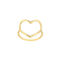 Curata 14K Yellow Gold 15Mm Open Concave Heart Statement Ring