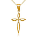 Curata 14K Yellow Gold 18 Diamond Cut Cut Out Cross Necklace 16X11Mm