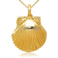 Curata 14K Yellow Gold 18 Solid Large Textured Seashell Necklace 18.6X12.8Mm