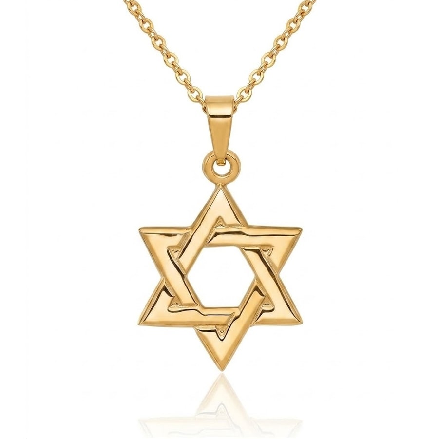Curata 14K Yellow Gold Solid Flat Back Polished Back Star Of David Pendant Measures 15X14Mm