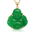 Curata 14K Yellow Gold 18 Carved Jade Onyx Buddha Necklace 24Mm X 30Mm 4 Colors