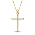Curata 14K Yellow Gold 18 Large Hollow Polished Latin Unisex Cross Necklace 37.9X19.7Mm