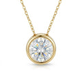 Curata 14K Yellow Gold Polished Open Back 5Mm Cubic Zirconia Bezel Pendant