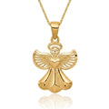 Curata 14K Yellow Gold Open Back Sparkle Cut Polished Angel Pendant Measures 19.6X11.6Mm