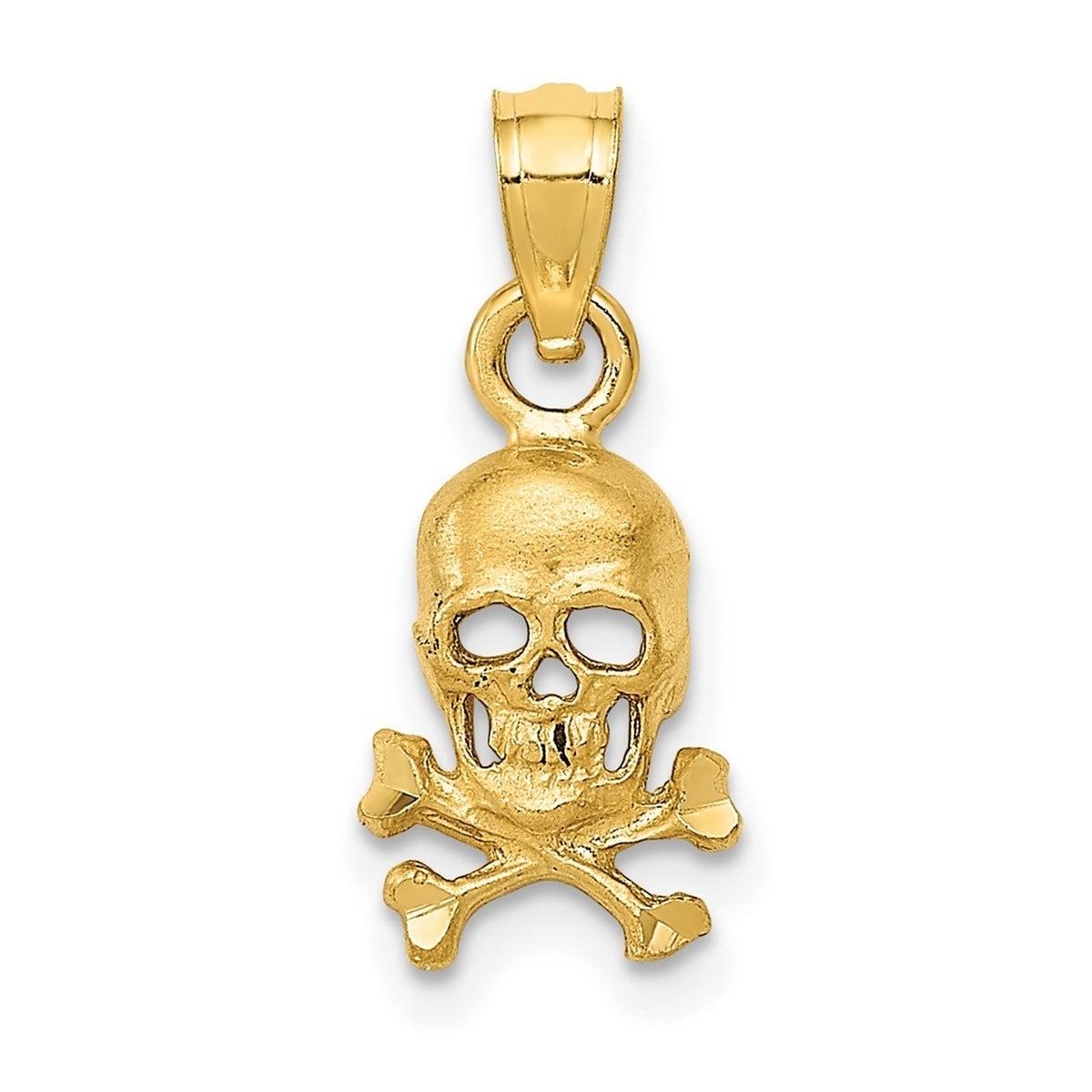 Curata 14K Yellow Gold 18 Diamondcut Skull And Cross Bones Necklace 19.2X7.9Mm