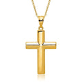 Curata 14K Yellow Gold 18 Large Polished Reversible Unisex Cross Necklace 25.2X34.7Mm