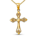 Curata 14K Yellow Gold 18 Ornate Small Cross Pendant Necklace 21X14Mm