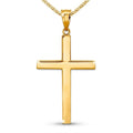 Curata 14K Yellow Gold 18 Polished Block Unisex Cross Pendant Necklace 21X40Mm