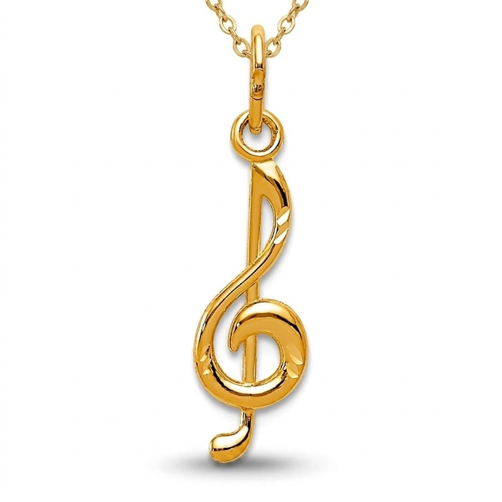 Curata 14K Yellow Gold Polished Music Note Pendant