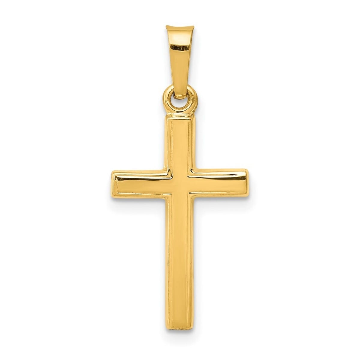 Curata 14K Yellow Gold 18 Polished Simple Latin Cross Pendant Necklace 27X12Mm