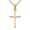 Curata 14K Yellow Gold 18 Polished Stick Cross Pendant Necklace 16X12Mm