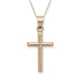 Curata 14K Yellow Gold 18 Small Polished Latin Cross Pendant Necklace 12X25Mm
