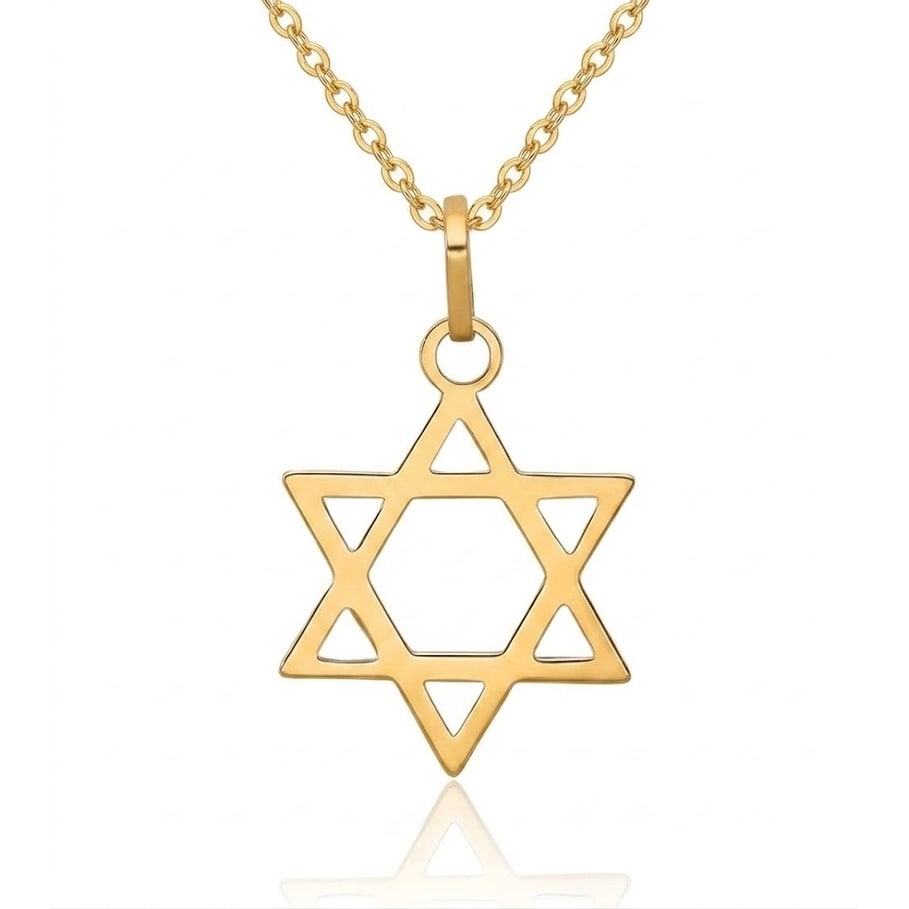 Curata 14K Yellow Gold Solid Polished Star Of David Pendant Measures 14X13Mm