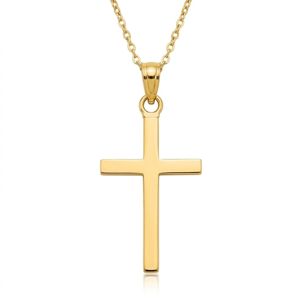 Curata 14K Yellow Gold 18 Solid Flat Polished Cross Necklace 17X12Mm
