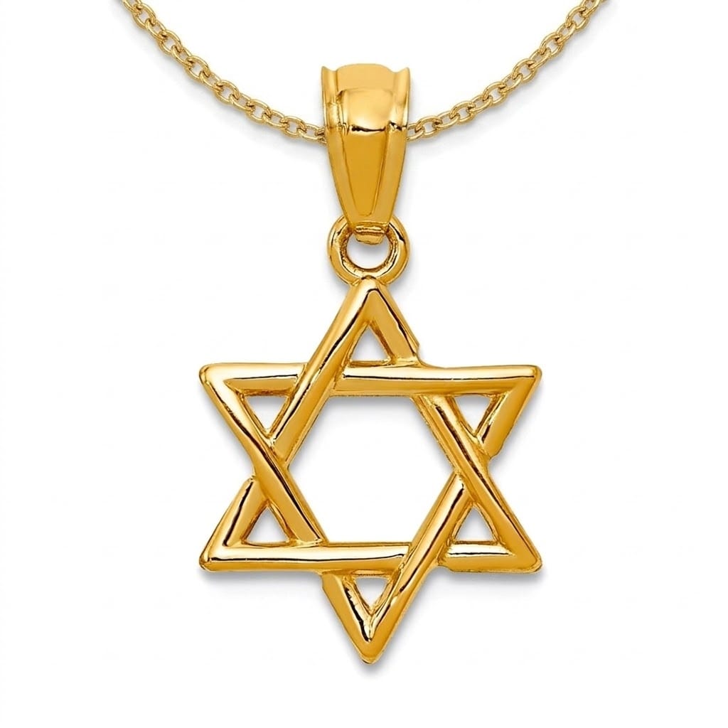 Curata 14K Yellow Gold Solid Polished Star Of David Pendant Measures 12X12Mm