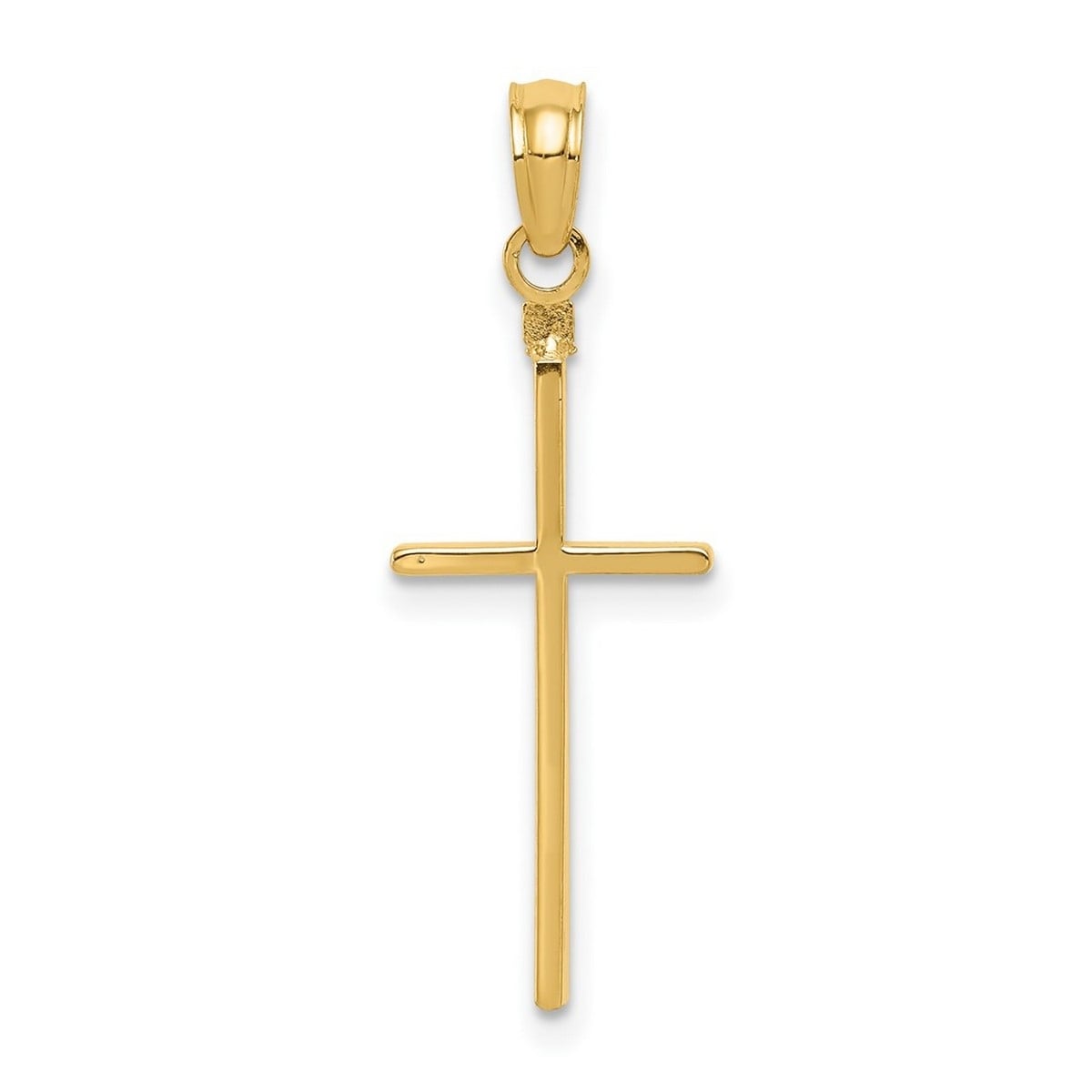 Curata 14K Yellow Gold 18 Solid Polished Stick Cross Pendant Necklace 20X10Mm