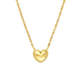 Curata 14K Yellow Gold 18 Small Puffed Heart Attached Necklace