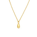 Curata 14K Yellow Gold 18 Small Puffed Teardrop Pendant Necklace