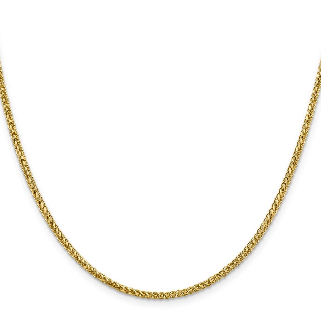 Curata 14K Yellow Gold 2.35Mm Semi Solid Triple Wire Wheat Chain Necklace Options 16 18