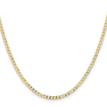 Curata 14K Yellow Gold 2.85Mm Semi Solid Curb Link Chain Necklace Options 16 18 20 22 24