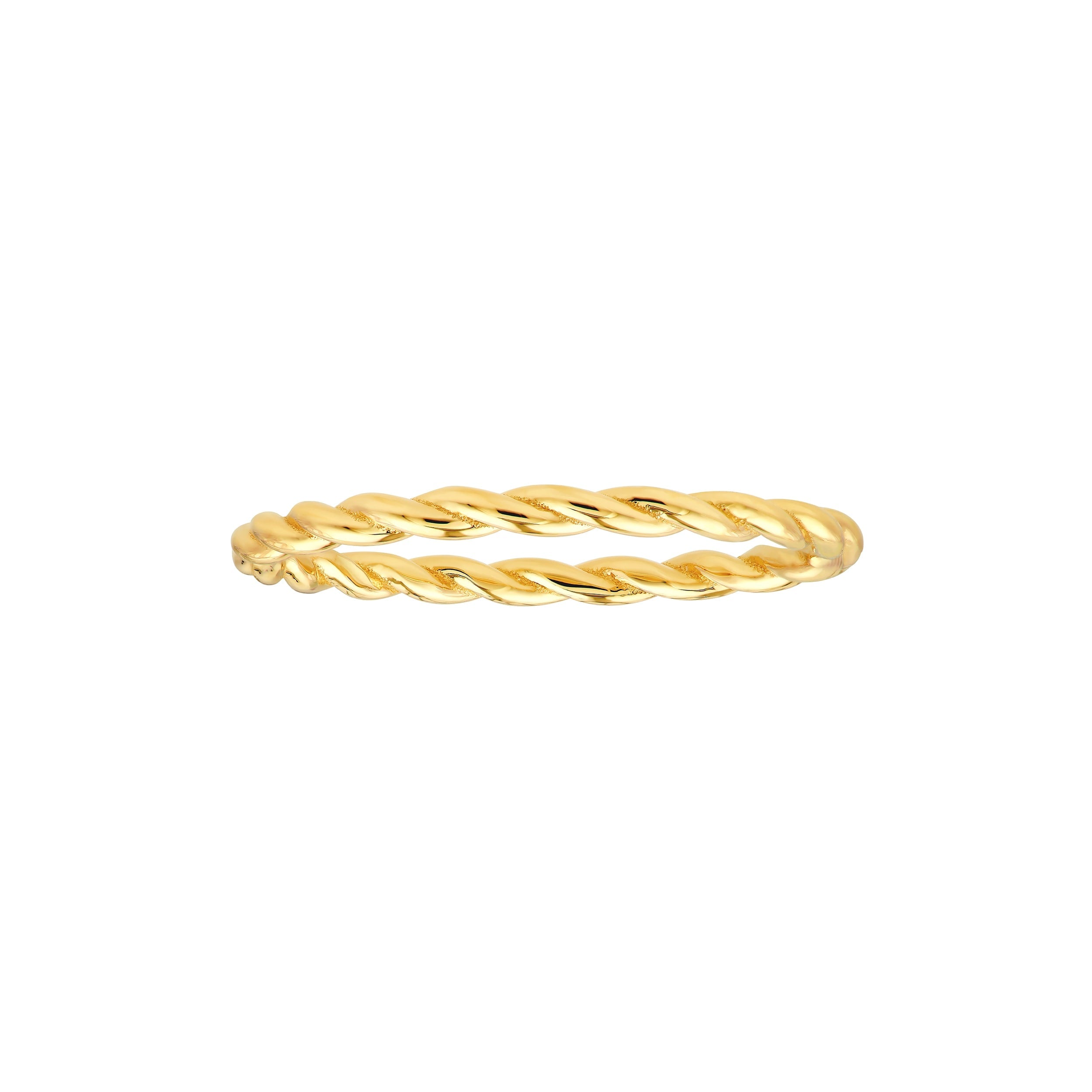 Curata 14K Yellow Gold 2Mm Twisted Rope Band Stackable Band Ring