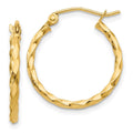 Curata 14K Yellow Gold Hinged Post Twist Polished Hoop Earrings Jewelry Gifts For Women