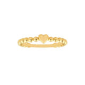 Curata 14K Yellow Gold 3Mm Bead And Heart Stackable Band Ring