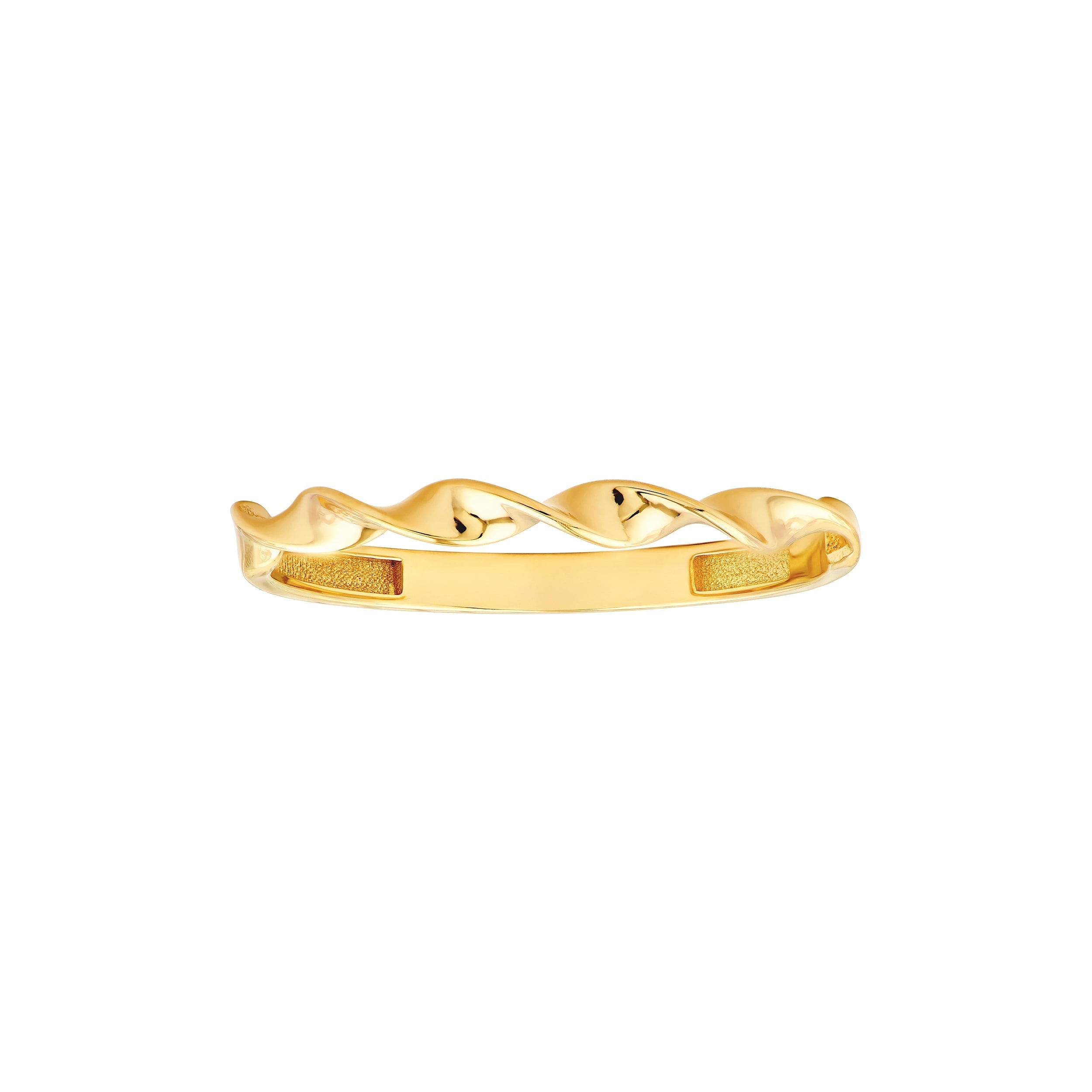 Curata 14K Yellow Gold 3Mm Big Swirl Stackable Band Ring