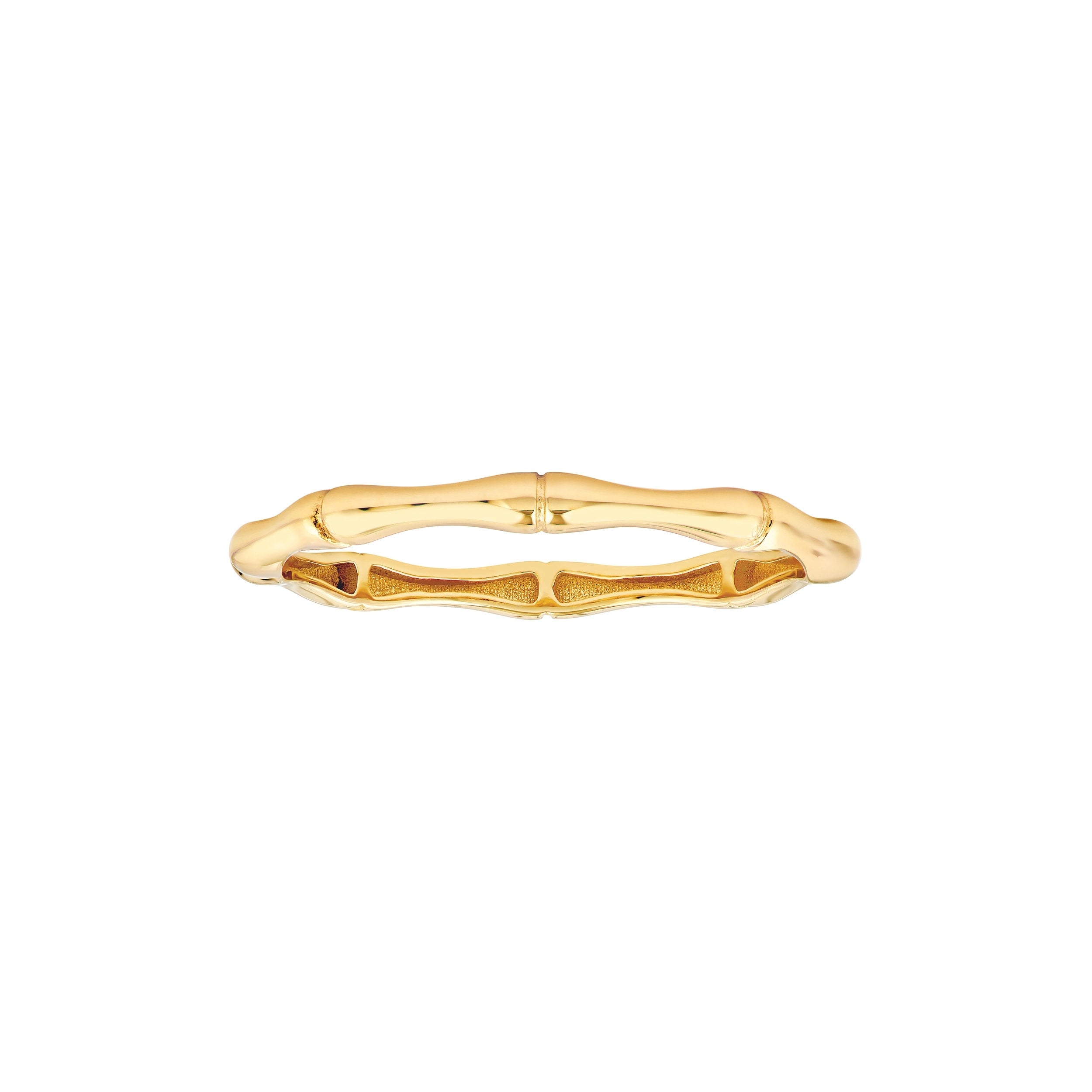 Curata 14K Yellow Gold 3Mm Dainty Bamboo Stackable Band Ring