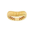 Curata 14K Yellow Gold 6Mm Ribbed Wave Band Ring
