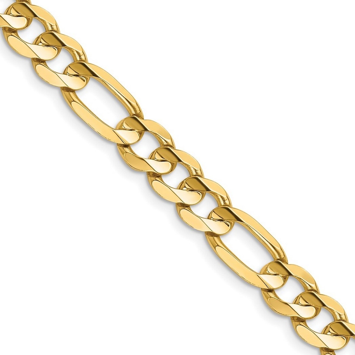 Curata 14K Yellow Gold 7.5Mm Concave Open Figaro Chain Anklet Bracelet 9 Inch Lobster Claw